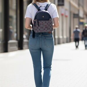 Tommy Hilfiger Navy and Red Patterned Backpack
